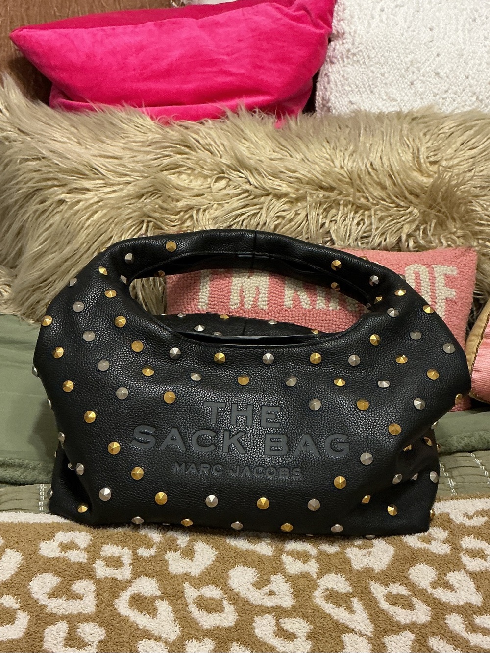 Marc Jacobs Black The Sack Bag Studded Leather Hobo